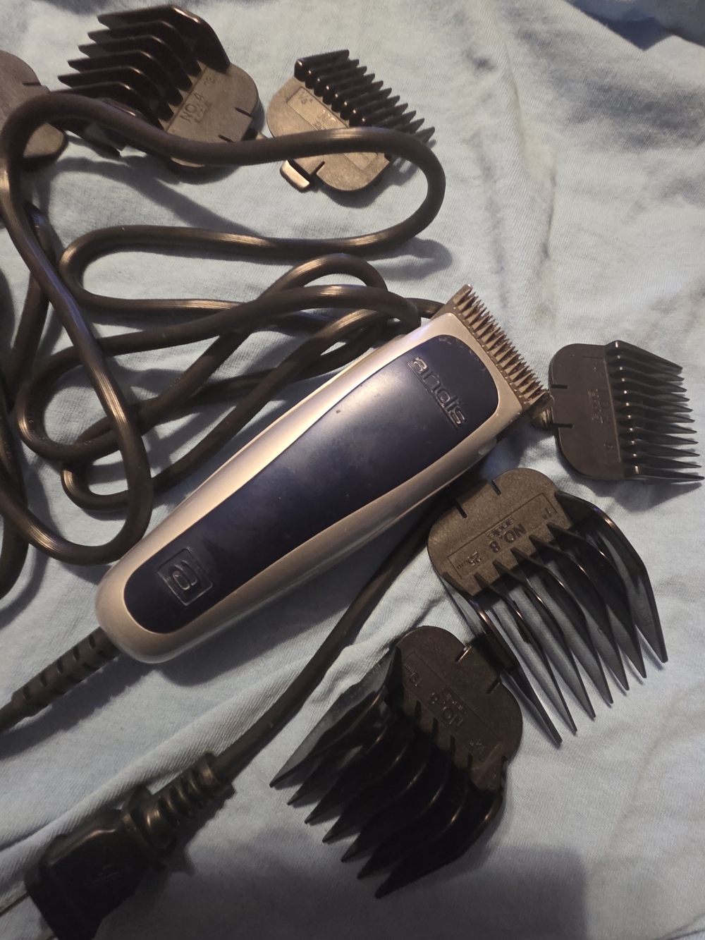 Men's Electric Hair Clipper with Blue and Silver Finish